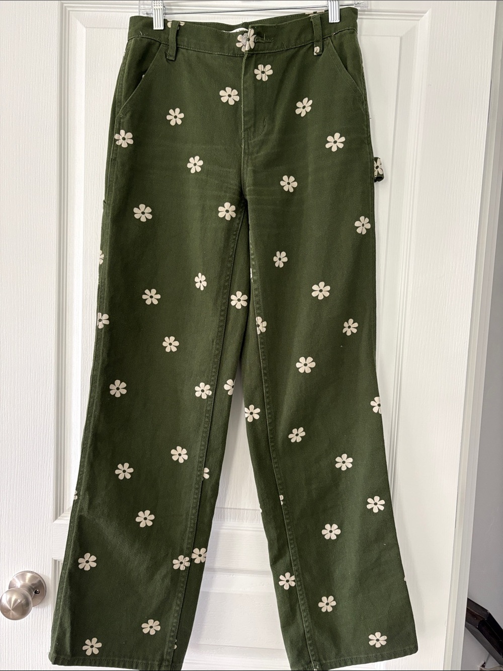 PacSun Olive Green Floral Wide Leg Jeans